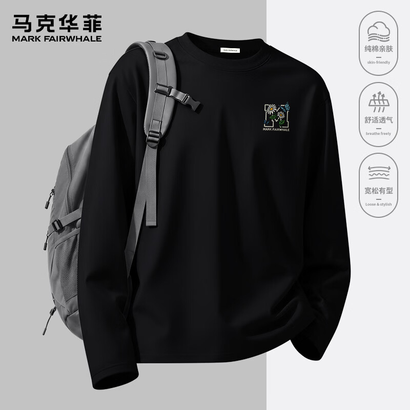 马克华菲 纯棉圆领长袖T恤