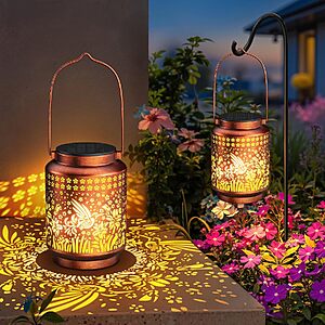 2-Pk KOOPER Waterproof Hanging Solar Lantern Lights $13