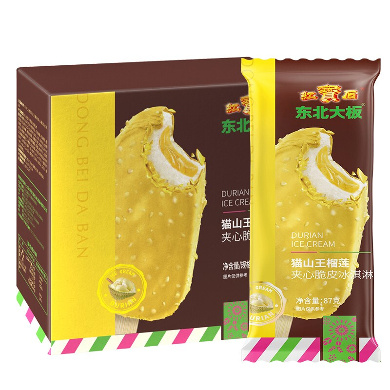 东北大板 猫山王榴莲脆皮冰淇淋 87g*5支