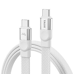 Prime Members: 3.3' 240W TALIX USB-C to USB-C Flat Braided Cable from $6.40 & More + Free S&H