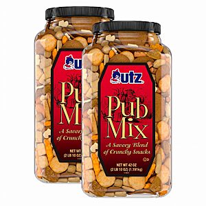2-Pk 42-Oz Utz Pub Mix Savory Snack Mix Container Barrel $15.10 w/ S&S