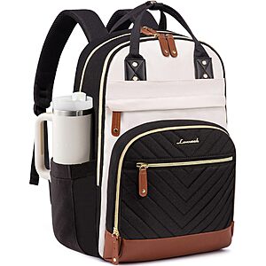 15.6" LOVEVOOK Laptop Backpack w/ Tumbler Holder (Beige-Black-Brown) $15