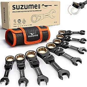 8-Pc SUZUME Stubby Flex Head Wrench Set (SAE or Metric) $25.35 + Free S&H