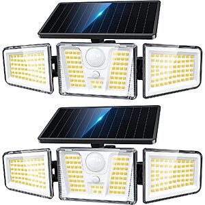 2-Pk KOOPER 3-Head 210 LED Solar Motion Sensor Flood Lights $13.70 + Free S&H