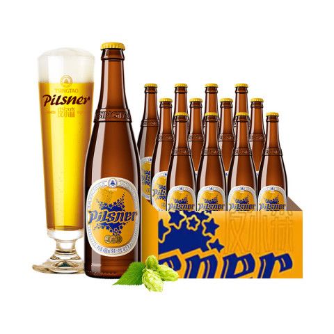 青岛啤酒 皮尔森自然发酵纯麦啤酒 450mL*12瓶+赠啤酒扎杯 69.44元返45值得买积分后