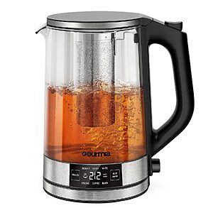 Gourmia 1.7L Glass Electric Digital Display Kettle w/ Removable Tea Infuser $17.90