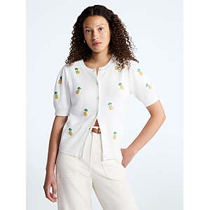 Free Assembly Women's Lightweight Short Puffed Sleeve Beaded Cardigan (2 Colors) from $7.10