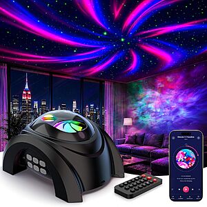 Rossetta Dual Lens Galaxy Projector w/ Bluetooth, White Noise & Remote $14