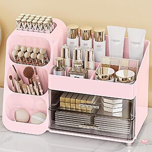 Anylady 13.5" x 6.9" Countertop Makeup Organizer (Pink or White) $17 + Free S&H