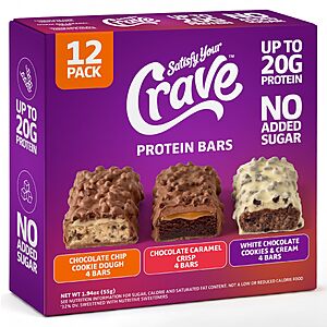 12-Pk 1.94-Oz Satisfy Your Crave Protein Bars (various) $13.60 w/ S&S