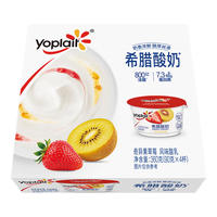 优诺 希腊酸奶奇异果草莓90g*4杯7.3g高蛋白 800亿活菌 好吃的低温酸奶