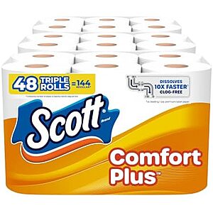 48-Pk 231-Sheets Scott ComfortPlus 1-Ply Toilet Paper Rolls $14.25 w/ S&S