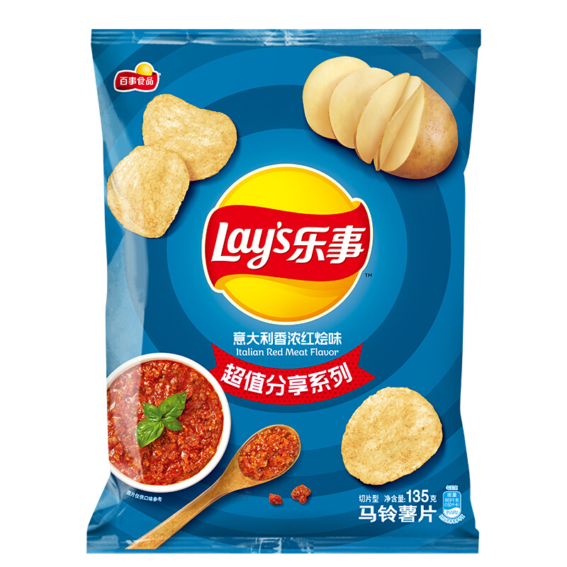 乐事 超值分享系列 马铃薯片 意大利香浓红烩味 135g
