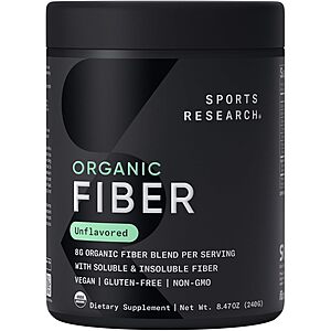 Select Accts: 8.47-Oz Sports Research Organic Fiber Powder (Unflavored) $13.45 w/ S&S