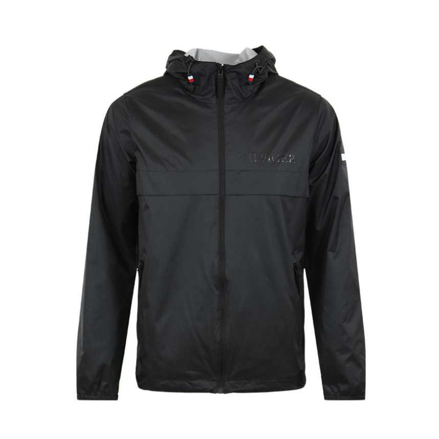TOMMY HILFIGER 153AN883 防风防水连帽拉链长袖夹克 黑 XL