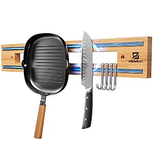 16.5" Piklohas Wooden Magnetic Wall Mount Knife Holder $11.35