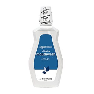 Prime Members: 32-Oz Amazon Basics Alcohol-Free Whitening Mouthwash (Clean Mint) $3.70 + Free S/H