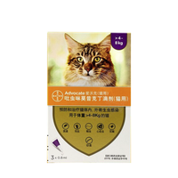今日必买：爱沃克 猫体内外同驱虫滴剂 4-8kg 3支*1盒 109元