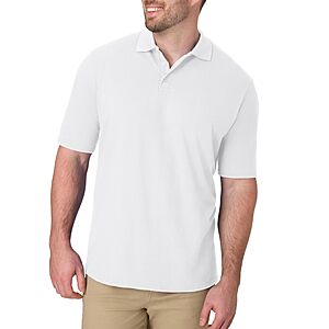 Men's Hanes X-Temp Pique Short Sleeve Polo Shirt (White, Various Sizes) $5.05
