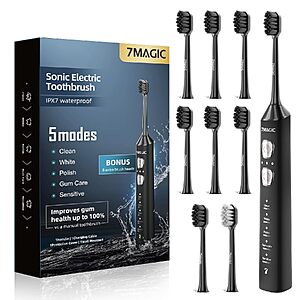 7MAGIC Sonic Electric Toothbrush w/ 8 Heads (Various Colors) $12