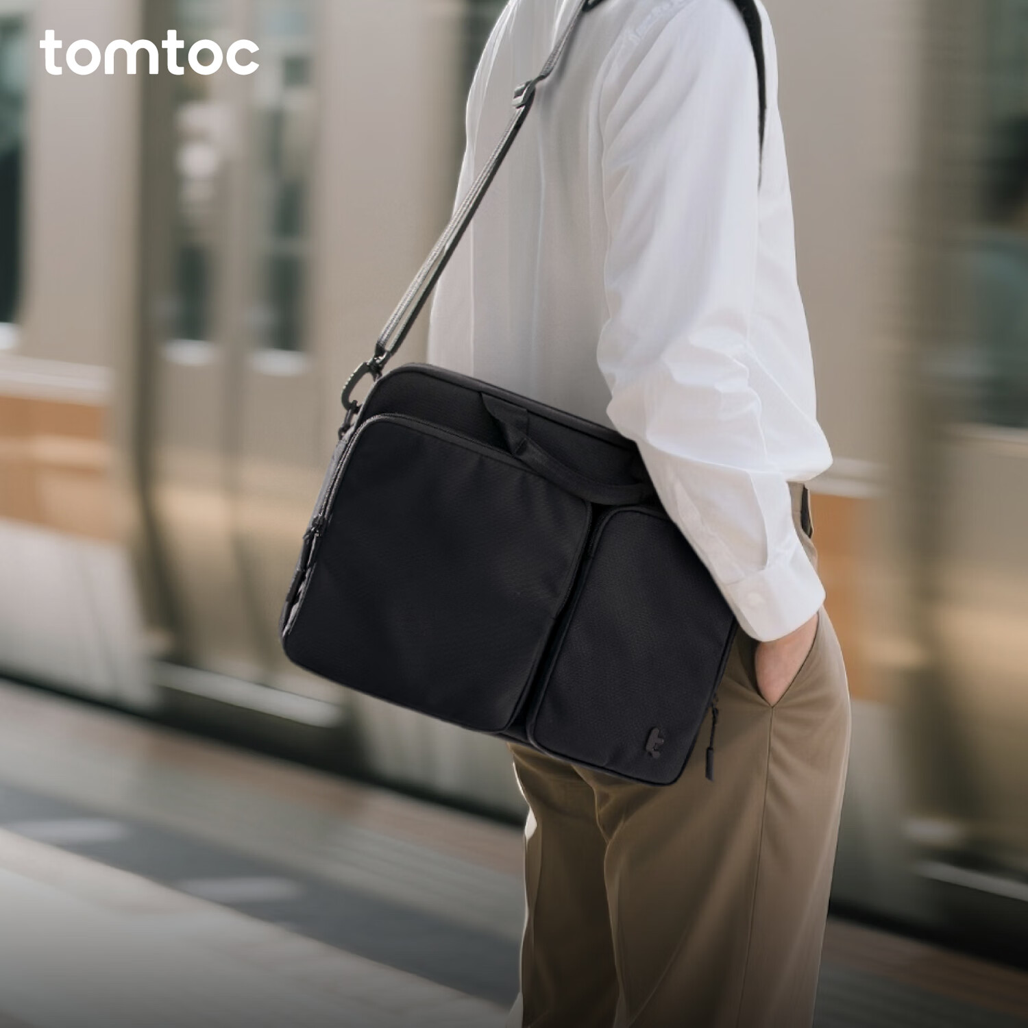 tomtoc A33 14英寸 经典黑 单肩电脑包