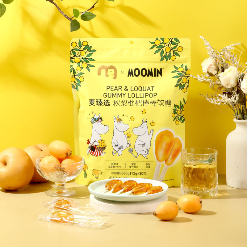 麦臻选 麦德龙商超！xMoomin宝宝秋梨枇杷棒棒软糖 360g