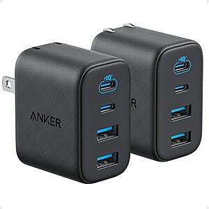 Prime: 2-Pk Anker Zolo 4-Port up to 50W USB-C & USB-A Wall Chargers (Black) $23.75 + Free S&H