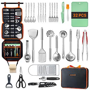 32-Pc GAIALOOP Camping Cooking Utensils Set w/ Carrying Bag $25.35 + Free S&H