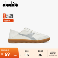 diadora 男女懒人鞋一脚蹬帆布休闲鞋Saunter slipon 米/银N1525偏小