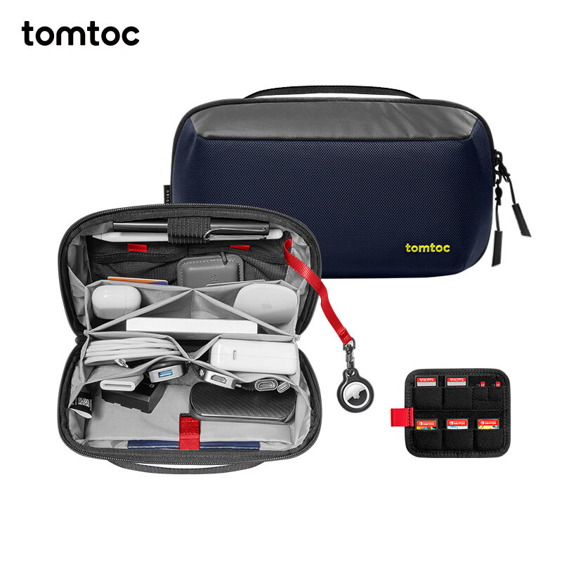 tomtoc 数码配件收纳包 大容量多功能 深海蓝 M码