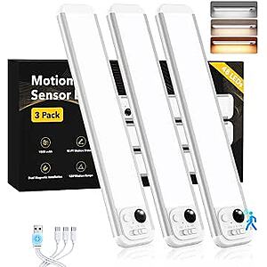 3-Pk RUIKORING 8.5" Motion Sensing Under Cabinet Lighting $13.50