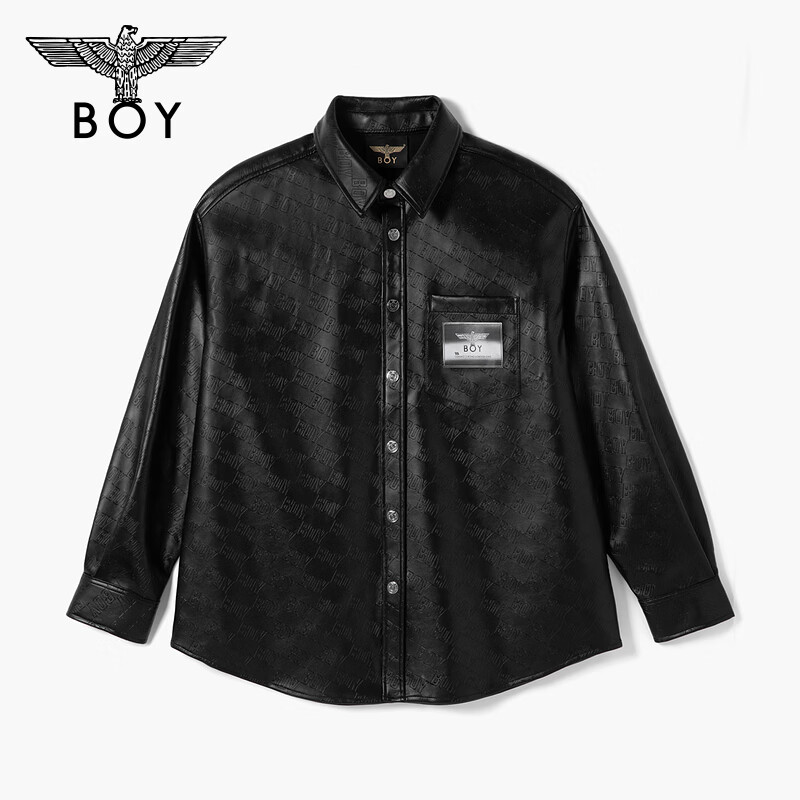BOY LONDON 【黑暗君主】男女同款朋克潮牌PU皮衬衫外套N44003 黑色 S