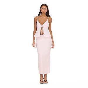 2-Pc Forever 21 Women's Tie Front Tank Top and Maxi Skirt Set (Pink or Brown) $6