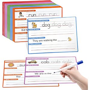 20-Ct HenPisen Kids' Dry Erase Sheets (Handwriting or Letters & Numbers Practice) $5