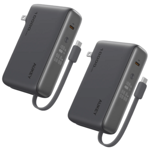 2-Pk Aukey MixFlex Sling 30W PD 10,000mAh Foldable Wall Power Banks (Black) $25 + Free S&H