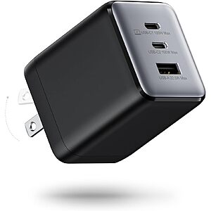 3-Port wegear 100W USB-C Foldable GaN Wall Charger Block (2x USB-C, 1x USB-A) $16 + Free S&H