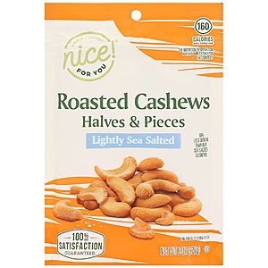 B1G1 Free Offer: 8oz. Nice! Roasted Cashews Halves & Pieces 2 for $6.55 & Many More + Pickup on $10+ Orders