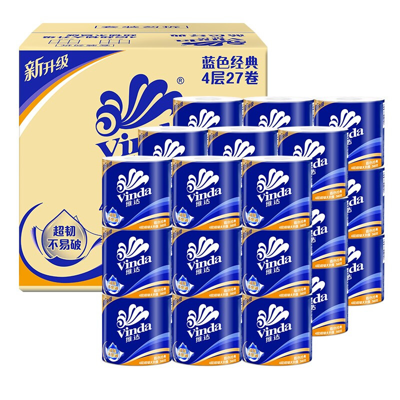 维达 蓝色经典系列 有芯卷纸 140g*27卷 42.44元（需买3件，需用券）正文更低价