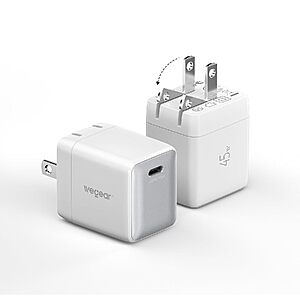 2-pk 45W wegear Nano Foldable USB-C Wall Charger (Black or White) $12.50