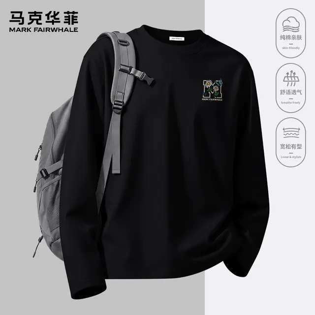 马克华菲 纯棉圆领长袖T恤 42.4元（需买2件，需用券）