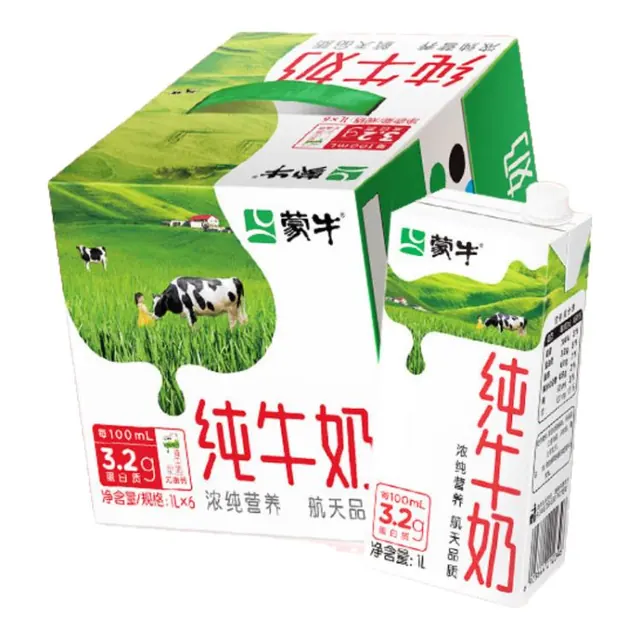 PLUS会员：蒙牛 全脂纯牛奶1L*6盒 33.6元