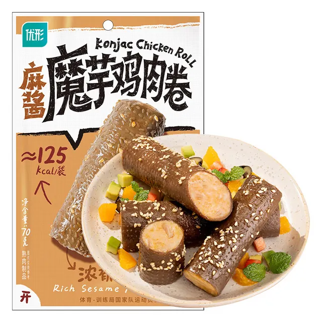 优形 麻酱魔芋鸡肉卷 70g 5.8元