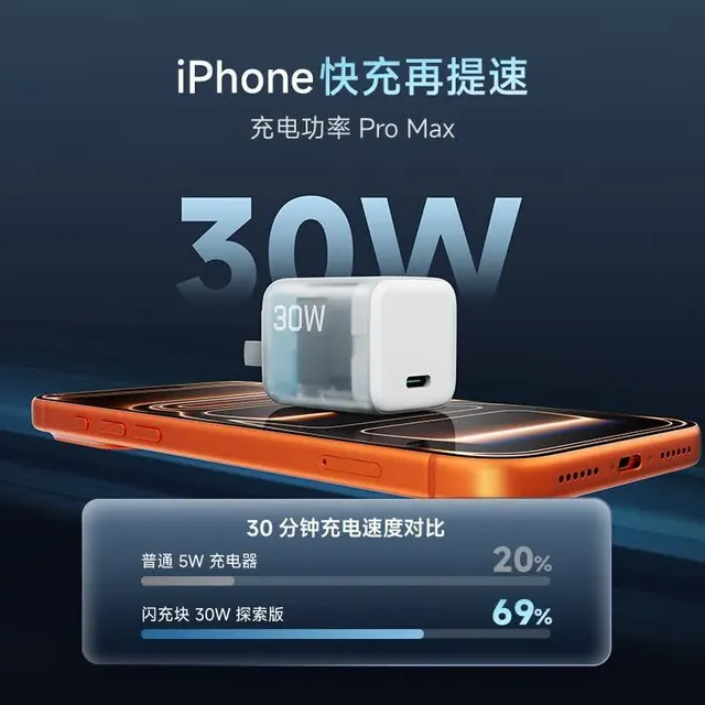 百亿补贴：酷态科 30W氮化镓 PD快充 手机充电器 17.8元（需用券）