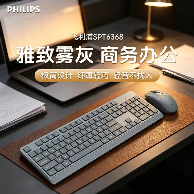 飞利浦 SPT6368 无线键鼠套装 灰色 65元