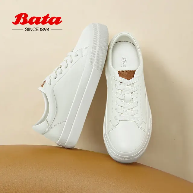国家补贴：Bata 牛皮小白鞋女鞋春秋季新款通勤厚底运动板鞋平底休闲鞋 251.45元（需用券）