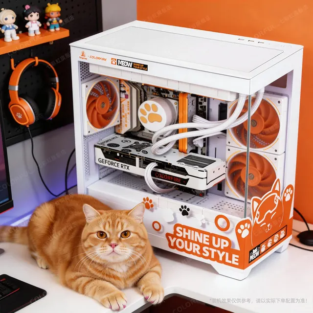 七彩虹 RTX5060TI+i5-14400F、32G、1TB、橘猫海景房组装电脑 7899元