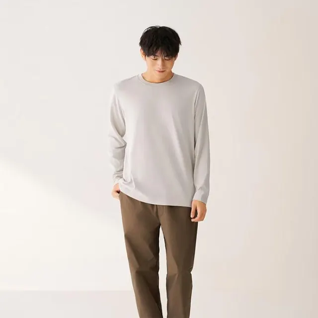 無印良品 MUJI 无印良品 男式棉混长袖T恤 50元