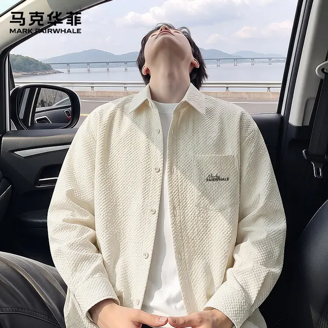 马克华菲 男装春秋季宽松肌理感复古休闲简约款衬衫上衣 59.9元（需买2件，需用券）