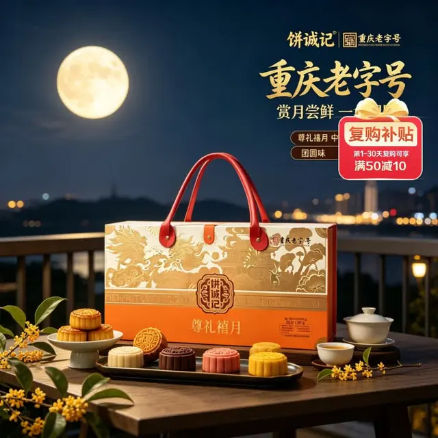 饼诚记 尊礼禧月中秋礼盒 1.48kg重庆特产糕点 28.17元