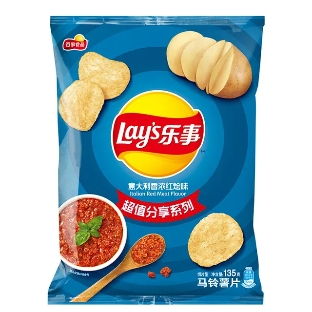 旅途零食：乐事 超值分享系列 马铃薯片 意大利香浓红烩味 135g 5.01元